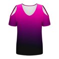 thumbnail image 5 of Cavosen Womens Casual Tops Short Sleeve Summer Off Shoulder Sleeve Dressy T Shirts Pullover Tunic V Neck Loose Blouse Gradient Trendy Shirts Resort Vacation Tees Pink 2XL, 5 of 6