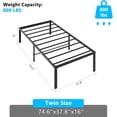 thumbnail image 6 of Matladin Twin Bed Frame with 16'' High, Metal Platform, Mattress Foundation Bed Base, 800lbs Capacity Steel Slat Support, No Box Spring Needed, Black, 6 of 9