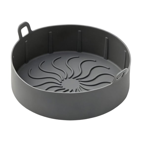 JHyouerji Silicone Air Fryer Liner Baking Tray Gray Food Grade Non Stick Reusable Oven Microwave Pizza Cake Bakeware Foldable Storage Kitchen Accessory