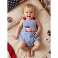 thumbnail image 5 of BemeyourBBs Newborn Baby Boy Girl 4th of July Outfit Patriot Independent Day Clothes Summer Bubble Romper Sleeveless Stripes Embroidery Flag Fourth of July Bodysuit Overalls Playsuit Jumpsuit, 5 of 9