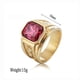 thumbnail image 5 of Anillo de acero inoxidable Shaofei con diseño cuadrado piedra negra y roja estilo punk retro dorado, 5 of 5