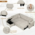 thumbnail image 4 of 87" W Sectional Sleeper Couch with Storage, 2 in 1 Pull-Out Sofa Bed with Storage Ottoman, L-Shape Linen Corner Sofa & Couches with Chaise for Living Room Small Apartment, 4 of 9