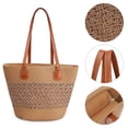 thumbnail image 4 of PULLIMORE Women's Straw Lace Beach Tote Bag, Large Summer Boho Woven Bags Shoulder Purse Handbags for Vacation, Khaki, 4 of 8
