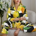 thumbnail image 6 of Lsque Orange and Lemon Pattern Long Sleeve Pajama Set for Women - Soft 2-Piece Sleepwear and Loungewear Set with Pockets, Comfy Nightwear-Medium, 6 of 7