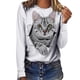 thumbnail image 1 of Camiseta holgada informal para mujer, en 3D Camiseta con estampado de letras de gato, camiseta informal de manga larga con cuello redondo, ropa de calle Simple, Mode Tosp para mujer 2021, 1 of 4
