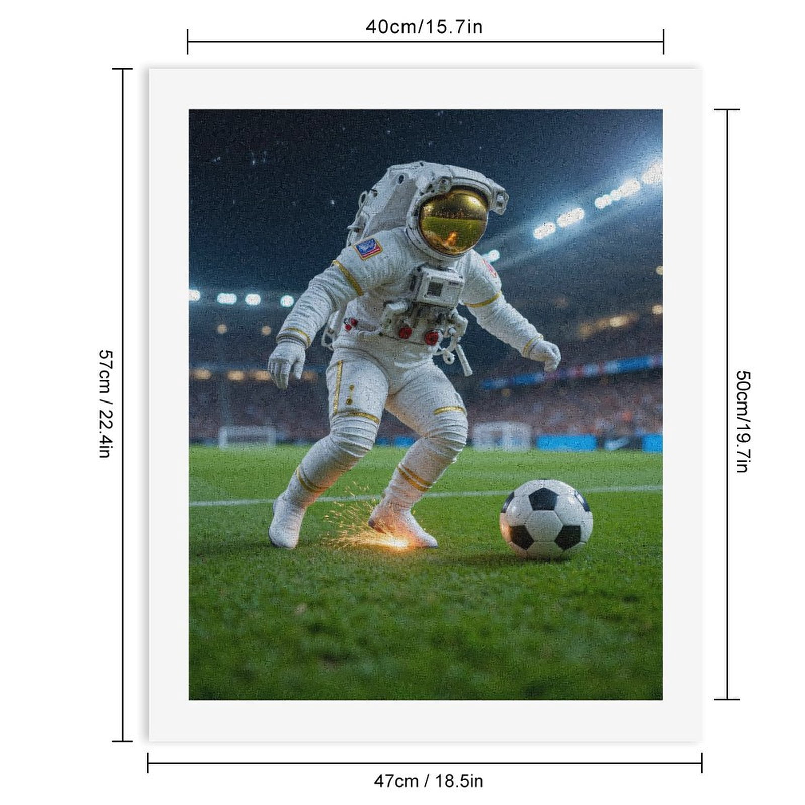 Paint By Numbers Kit for Adults Beginner - DIY Astronaut Soccer Stadium Night Scene Canvas Painting Kits for Adults, Frameless Paint By Number for Adults for Home Wall Decor 16x20 Inch