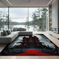 thumbnail image 2 of ODIKA 6'x9' Washable Area Rug Halloween Haunted Horror Eerie Spooky Gothic Border Mansion Bats for Dining Room, Under Table, Office Décor, Non-Slip Chair-Friendly, 2 of 7