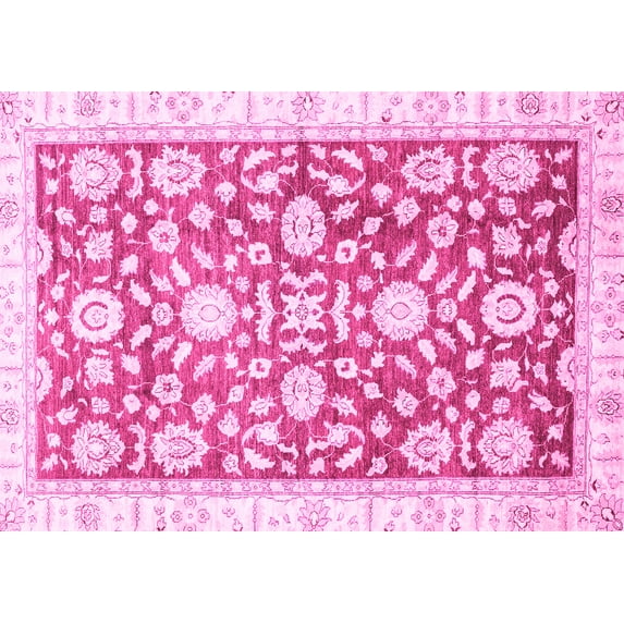 Ahgly Company Indoor Rectangle Oriental Pink Traditional Area Rugs, 7' x 9'