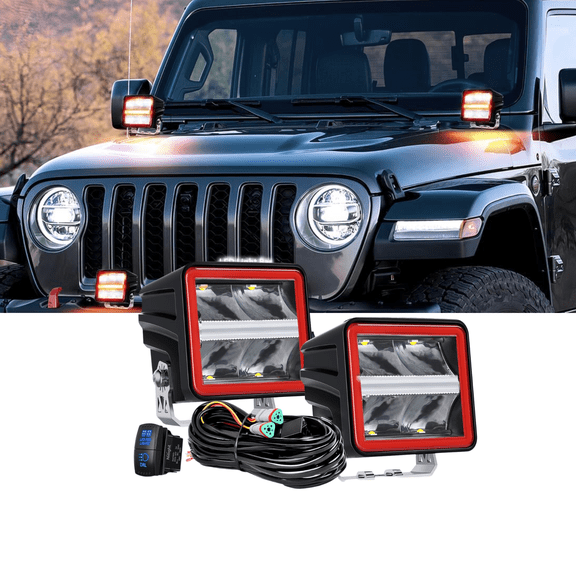 Nilight 3" Cube LED Pod Lights 2PCS, 20W Super Spot Beam with Amber DRL, Compact Auxiliary Driving & Work Lights w/ 16AWG Wiring Harness for Jeep Truck ATV UTV Motorcycle 4x4