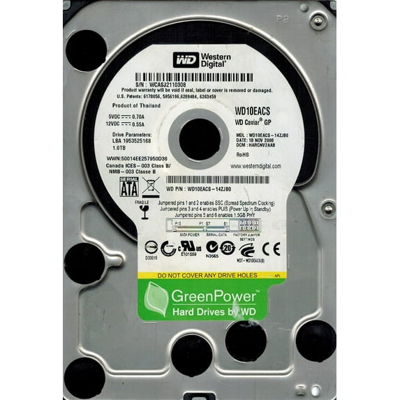 Western Digital WD10EACS-14ZJB0 1TB DCM: HARCNV2AAB
