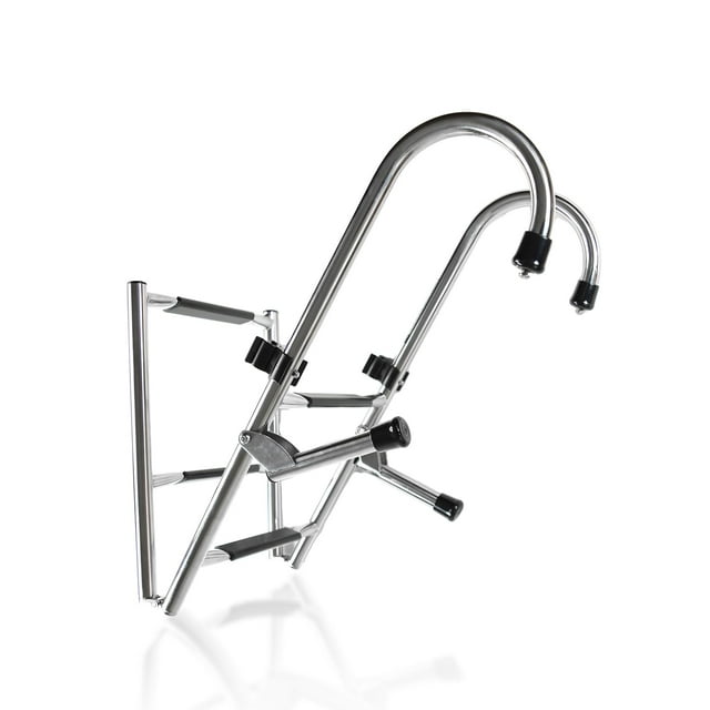 MARINE CITY Stainless Steel Anti-Slip 2 Step Folding Telescoping Dock Ladder - Ideal for Marines, Boats, Yachts, Swimming Pools