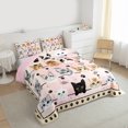 thumbnail image 3 of Manfei Cartoon Cute Cat Bedding Comforter Set for Kid, Pink Watercolor Twin Comforter Sets, Kawaii Animal Paw Reversible Bedding Set, Microfiber Bedroom Decor, 2-Piece, 3 of 8