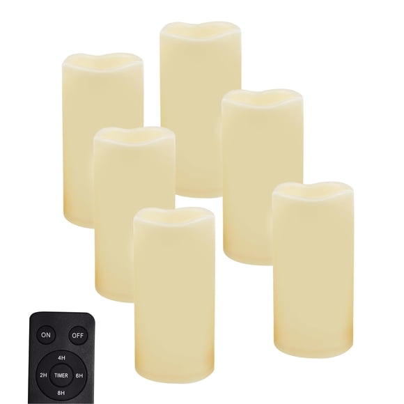 Lámpara CANDLE CHOICE, batería impermeable, pilares LED de 7,5 x 15 cm, 6 unidades