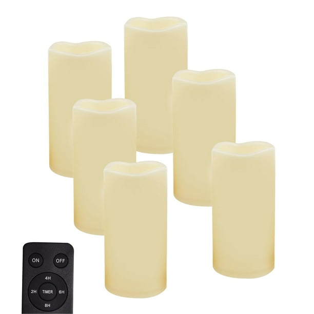 Lámpara CANDLE CHOICE, batería impermeable, pilares LED de 7,5 x 15 cm, 6 unidades