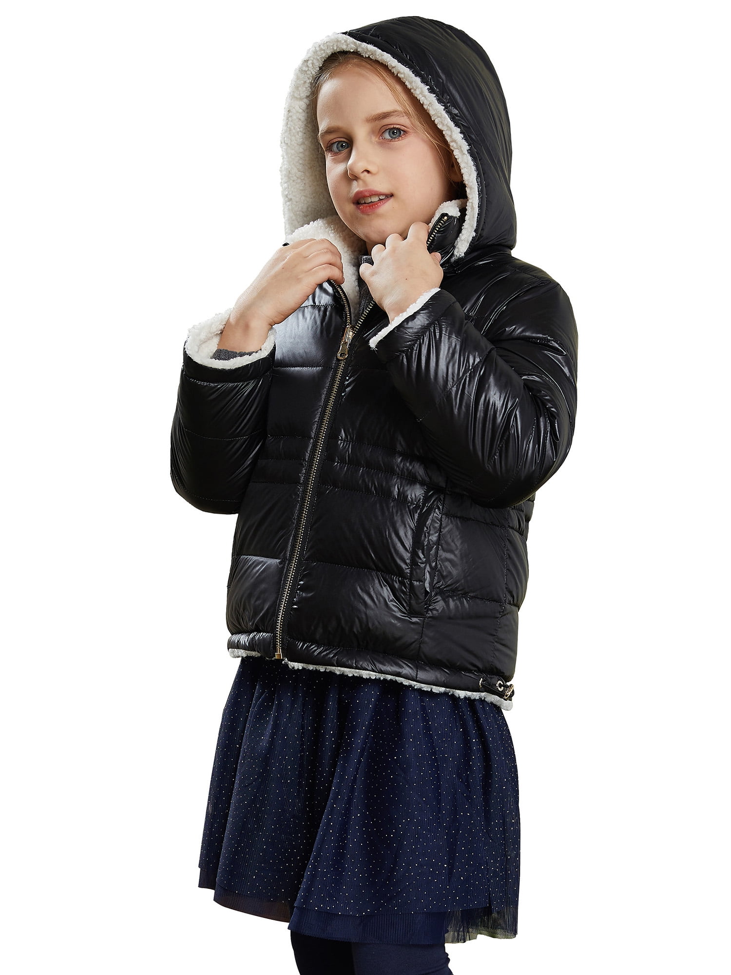 Orolay Girl's Fleece Down Jacket Boy's Winter Down Coat Hooded Puffer Jacket 