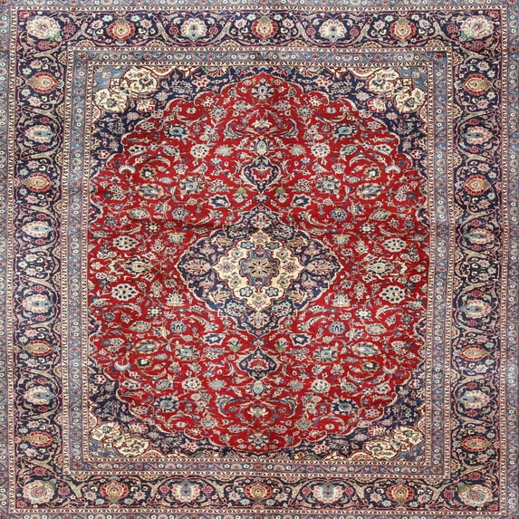 Ahgly Company Indoor Square Traditional Tan Brown Medallion Area Rugs, 5' Square