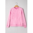 thumbnail image 5 of Women's Bright Pink Mineral Wash Crew Neck Sweatshirt – Casual Daily Wear, XL, 5 of 11