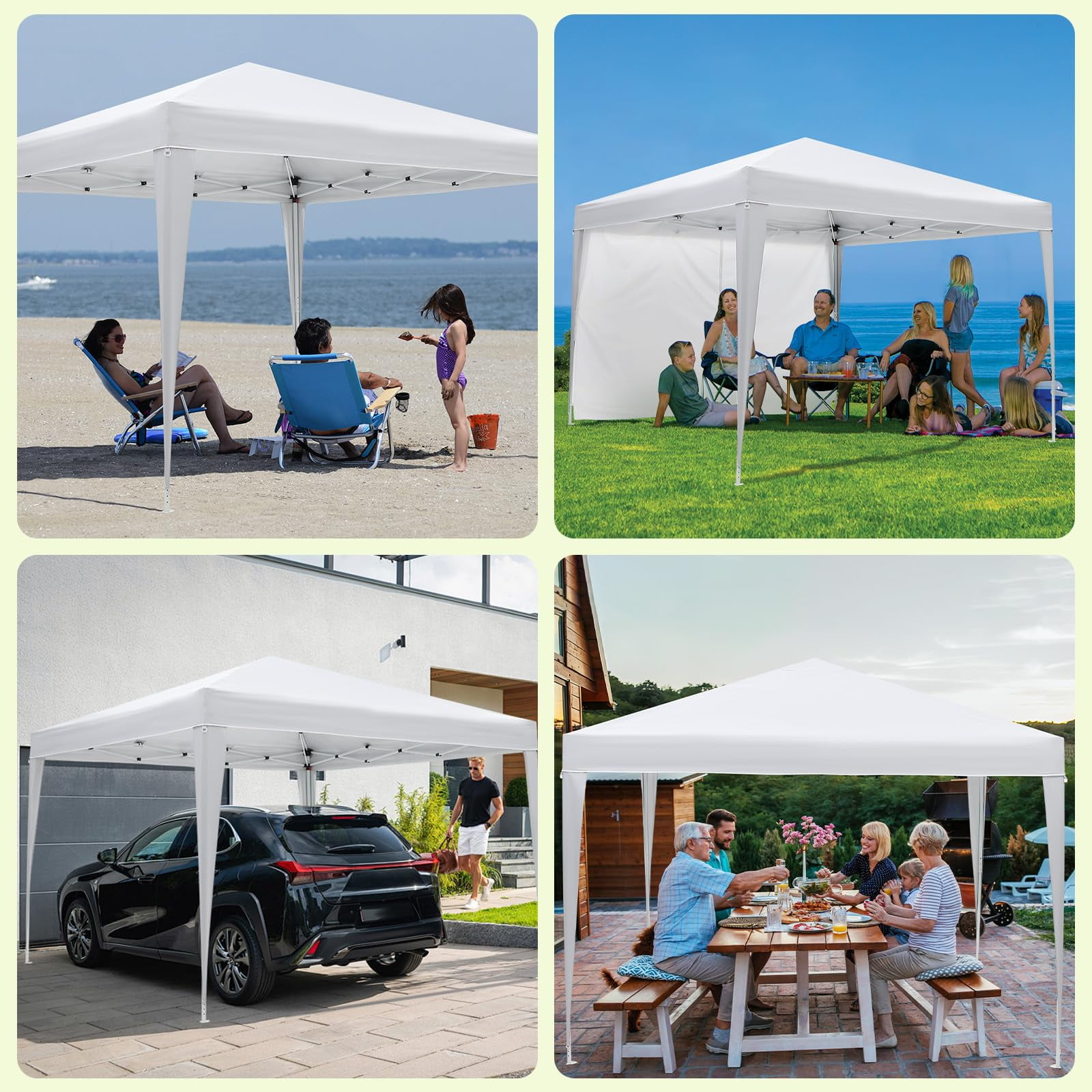 10x10 Pop Up Canopy with 4 Removable Sidewalls, Portable Enclosed Instant Tent, Waterproof Outdoor Tent, Beach Sun Shelter for Backyard Patio Garden, Easy Set Up