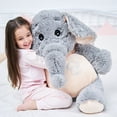 thumbnail image 4 of IKASA Giant Elephant Stuffed Animal Plush Toy,Large Jumbo Elephant 39" Gray Huge Cute Soft Toys,Big Size Fluffy Plushy Fat Oversized Plushie,Gifts for Girls Boys Girlfriend Children, 4 of 5