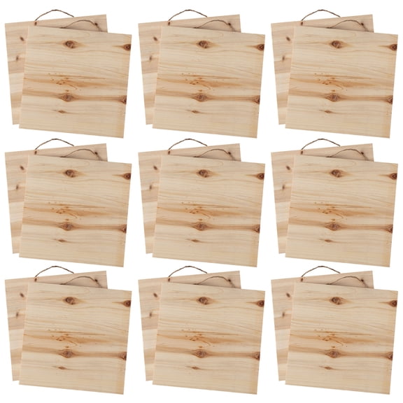 9 Packs: 2 ct. (18 total) 10" x 10" Natural Wood Square Plaques by Make Market®