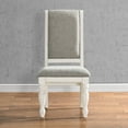 thumbnail image 3 of Miekor Furniture Belleza Antique White Solid Wood Upholstered Dining Chairs, Set of 2 4578, 3 of 10