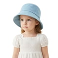 thumbnail image 3 of LRen Toddler Girl Tea Party Hats Kids Sun Hat with UPF 50+ Wide Brim Design for Outdoor Summer Beach Activities and Play Light Blue, 3 of 5
