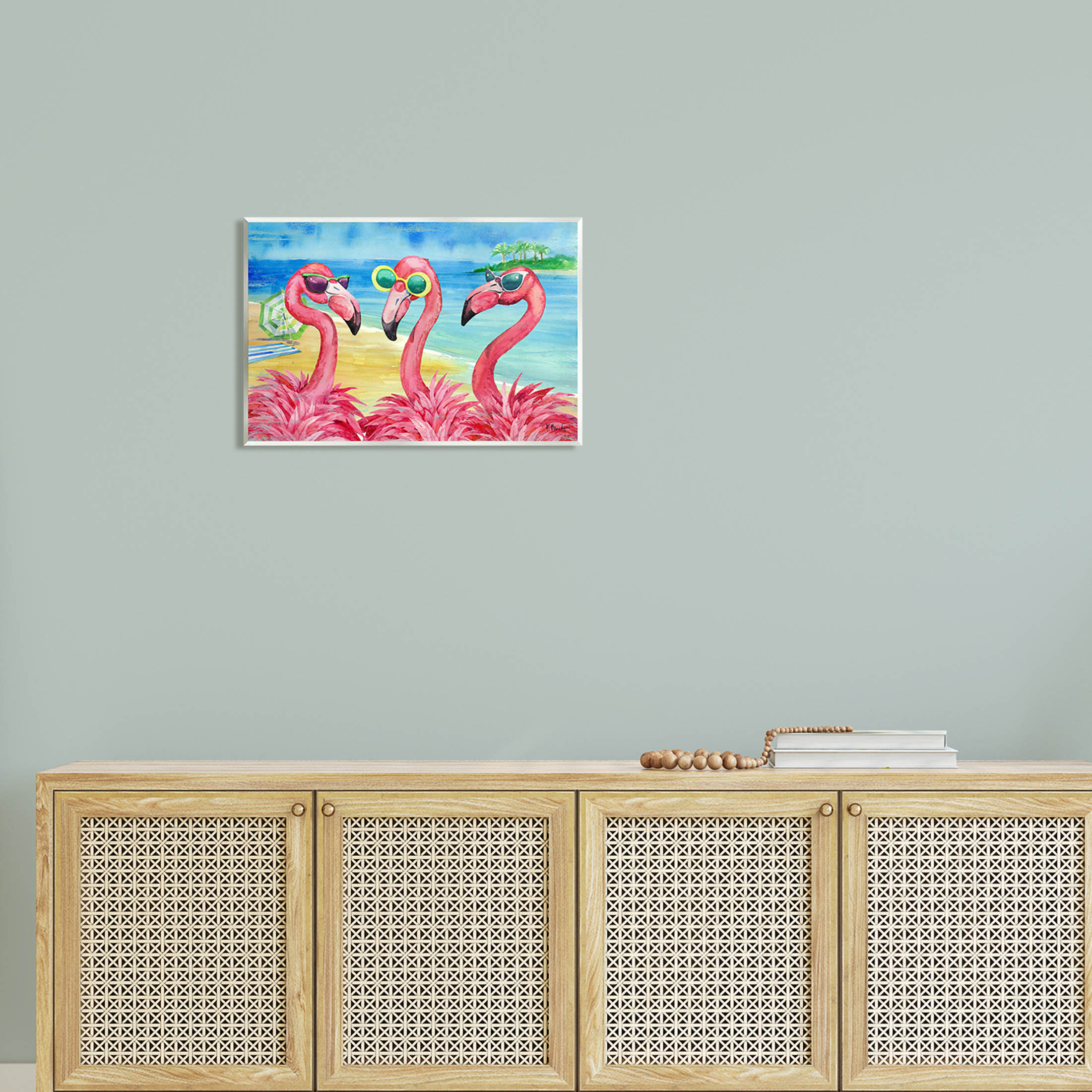 Stupell Industries Flamingo Girlfriends Tropical Coast Graphic Art Unframed Art Print Wall Art, Design by Paul Brent