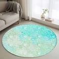thumbnail image 2 of Aqua Green Large Area Rugs for Bedroom Living Room, Soft Non Slip Carpet Bedside Rug, Watercolor Colorful Ombre Abstract Floral Art Round Floor Cover Kitchen Accent Rug 3' for Dining Room/Office, 2 of 9