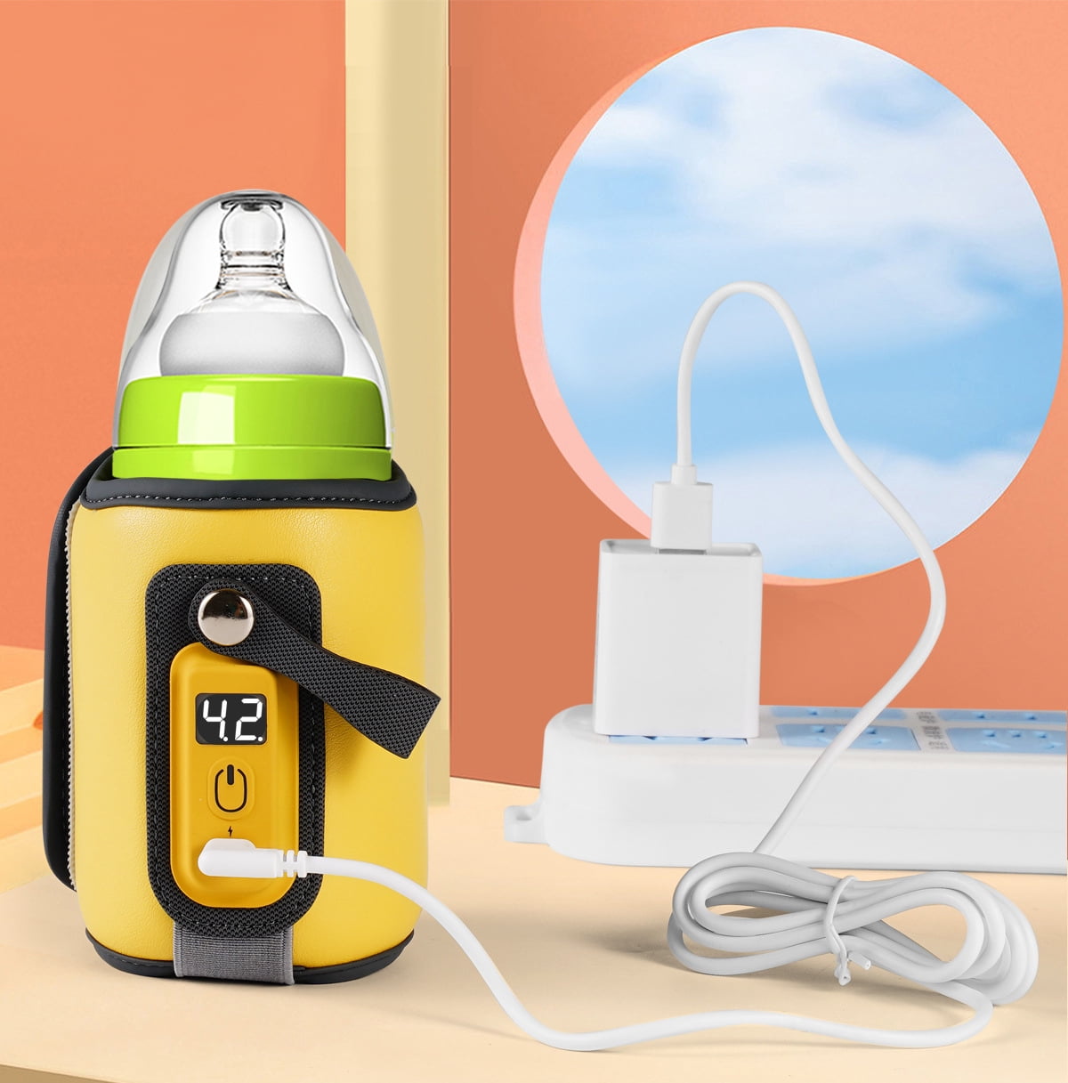 Bottle Warmer, Baby Milk Warmer with 5-Speed Temperature Control, Stable Constant Warming with LED Display, USB Powered with , Suitable for Home and Travel
