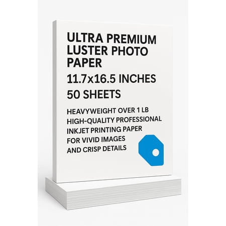 Ultra Premium Luster Photo Paper 11.7x16.5 Inches (A3 Size), 50 Sheets, Heavyweight Over 1 lb, S041406, Professional Quality Inkjet Printing, Vivid Color, High Resolution, Ideal for Photography and A