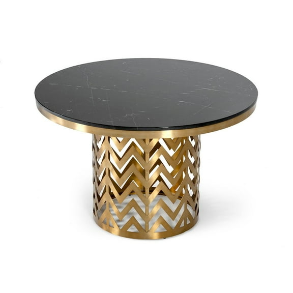Modrest Kowal 47" Marble & Stainless Steel Dining Table in Glam Black/Gold