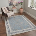 thumbnail image 3 of DEORAB 2x7 Area Rug Runner Washable Non Slip Low Pile Lightweight Indoor Rug for Hallway, Laundry Room, Bedroom, Bathroom, Floral Vines Pattern, Dusty Blue, 3 of 4