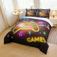 thumbnail image 6 of Koniroom 3 Pieces Neon Gamer Comforter Set Queen Size for Boys, Kids Bedroom Decor Gaming Bedding, Video Game Controller Design Bed Set, Blue Purple, 6 of 7