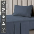 thumbnail image 7 of Pizuna 400 TC Twin-XL Cotton Sheet Set – Ultra Soft Sateen Weave, Long Staple Cotton, Fits Mattress up to 15” Deep – Dark Blue, 7 of 7