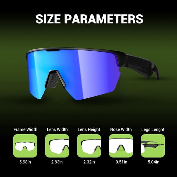Bluetooth Smart Sunglasses, Polarized Open-Back Earphones, Suitable for Outdoor Sports, Cycling, Music, and Calls, Blue