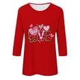thumbnail image 4 of VgaVtl T-Shirt for Women Red Valentines Day 3/4 Sleeve Womens Shirts Casual Love Print Festivals Layering Loose Tops, 4 of 4