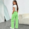 thumbnail image 2 of Girls Sweatpants Preppy Kids Cargo Pants Wide Leg Baggy Sweat Pants Teen Joggers Casual Trousers With Pockets, 2 of 7
