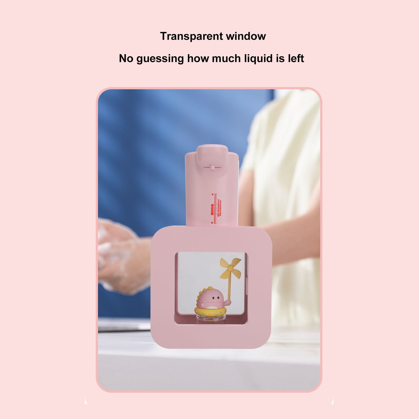 Suodoka Touchless Automatic Foaming Soap Dispenser Motion Sensor 3 Levels Adjustable Wall Mounted & Countertop 1200mAh Rechargeable Hand Washer for Kitchen Bathroom Hotel, Pink (8.27in / 21cm)