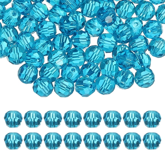 Uxcell 8mm Round Crystal Beads, 100 Pcs Glass Faceted Ball Beads for Jewelry Making, Blue