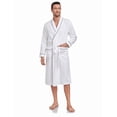 thumbnail image 3 of MAYFISH Men's Pure Cotton Robe, Lightweight and Soft, Long Summer Sleepwear 100% Cotton Robe with Pockets (White, XL), 3 of 5