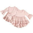 thumbnail image 4 of Esaierr Kids Toddler T-Shirt for Girls，1-6T Baby Solid Color T-Shirt Solid Color Ruffle Sleeve Top Cotton Clothes Spring Summer Flared Sleeve Front Short Back Long Top, 4 of 9