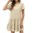 thumbnail image 2 of Lilgiuy Summer Sales Women's Summer New Round Neck Short Sleeve Casual Dress Temperament A-line Skirt, 2 of 5