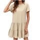 thumbnail image 1 of Falda acampanada de temperamento de vestido informal de manga corta con cuello redondo nuevo de verano para mujer Fridja  bnh208, 1 of 8