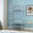 thumbnail image 5 of 67" Rolling Door Portable Wardrobe with 3 Drawers Space-Saving Fabric Closet Organizer Steel Tube Frame Dustproof & Waterproof, Tool-Free Assembly Gray, 5 of 6
