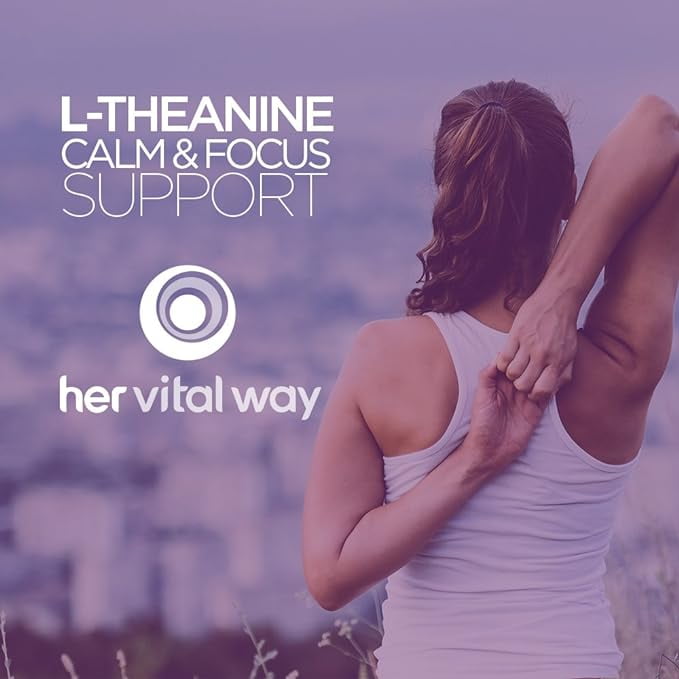 her vital way | L-Theanine Relax & Focus Support | 200mg Capsules | 90-ct | Promotes Relaxation without Drowsiness