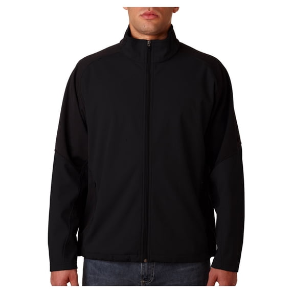 UltraClub 8275 2-Tone Soft Shell Jacket -Black-4X-Large