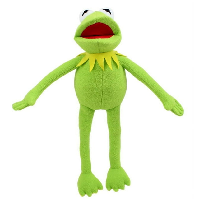 Muñeco de mano de rana divertido, mochila escolar, juguete de peluche de rana verde, muñeco de mano grande, accesorios de actuación con ventrículo