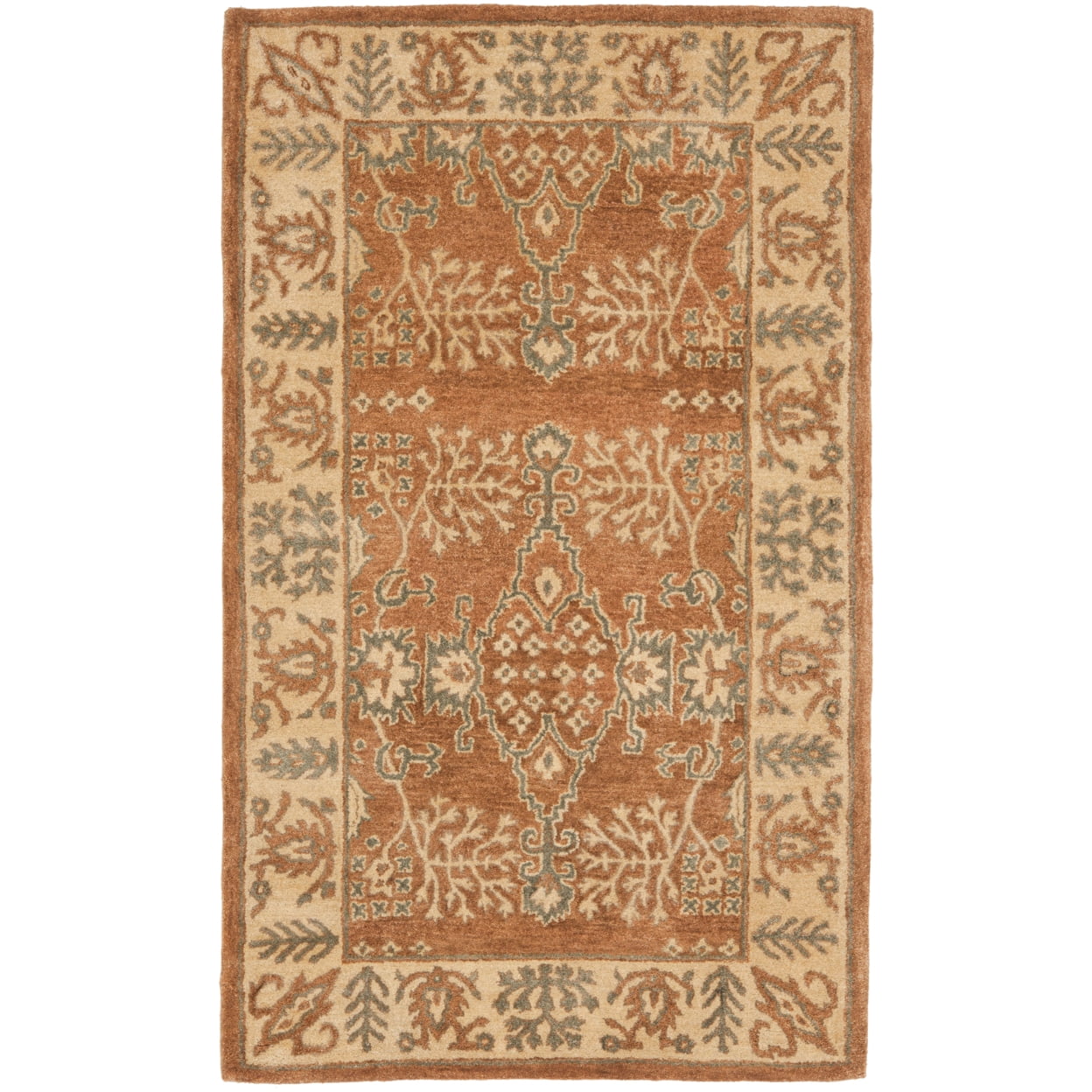 SAFAVIEH Bergama Tarah Oriental Wool Area Rug, Light Brown/Beige, 4' x 4' Round