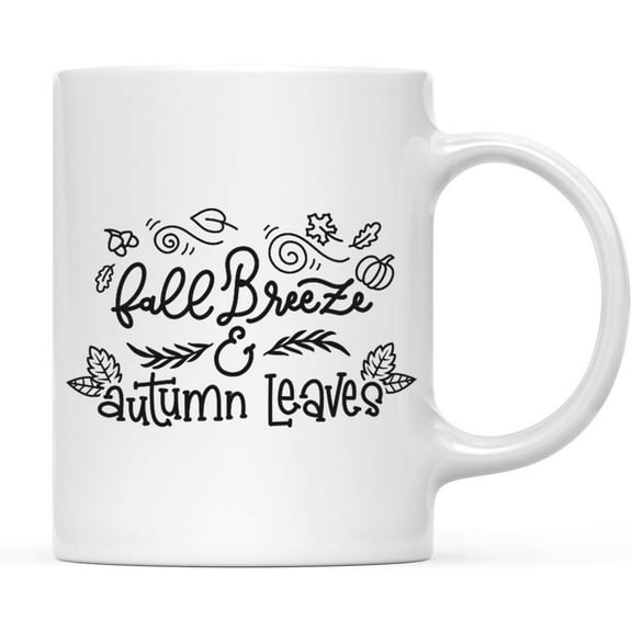Koyal Wholesale Fall Autumn Season 11oz. Coffee Mug Gift, Fall Breeze Autumn Leaves, Black, 1-Pack