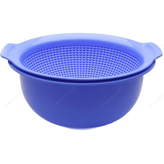 M.V. Trading K810BL 2-in-1 Washing Vegetables Basin with Stainer Basket, 12½-Inches, 6-Quarts